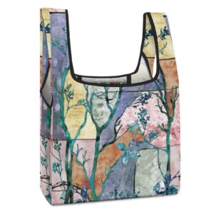 Foldable Shopping Bag Double Strap Handbag Color Block Tote Big Shopper Bag Woman Grocery Bag Plain Tote Bag Custom Pattern 1