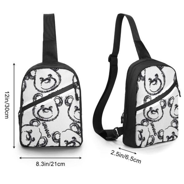 Trendy Bear Print Crossbody Backpacks Folding Chest Bag Men's Multifunctional Chest Bag Lightweight Storage Bag Phone Pocket 2