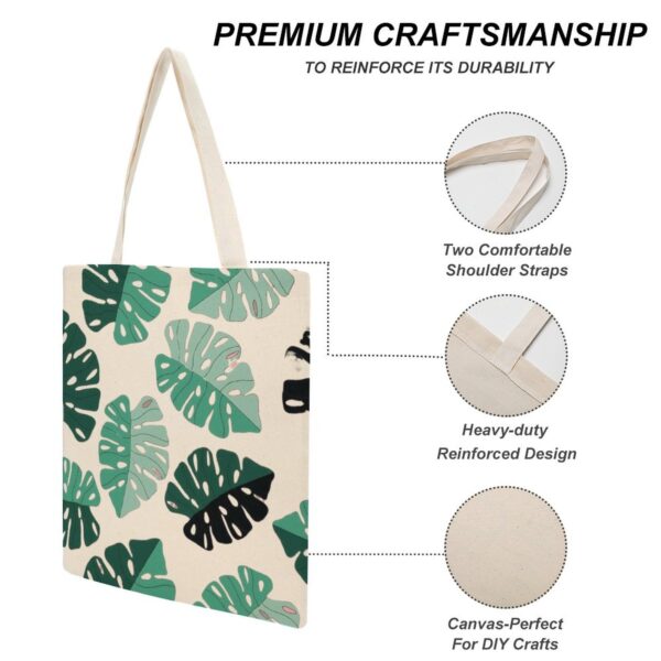 Women Shopping Bag Green Custom Printed Canvas Tote Handbag Reusable Shoulder Bags Casual Large Capacity Traveling Beach Bags 3