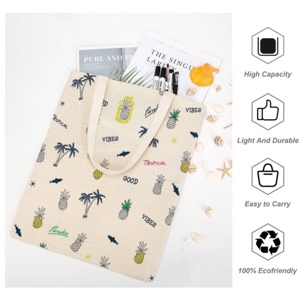 Canvas Bags Fruit Letter Printing Shoulder Bag Large Capacity Handbag Shopping Tote Casual Woman Grocery Custom Pattern 5