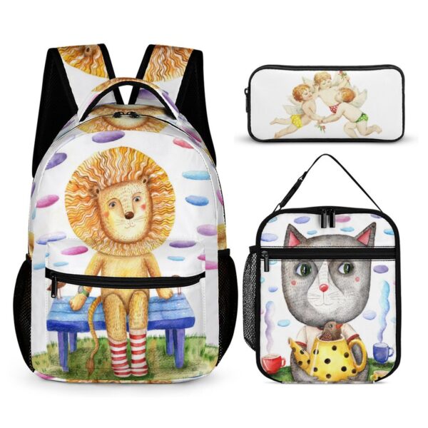 Artistic Student Schoolbag Lunch Bag Pencil Case Three-piece Set Cute Kindergarten School Bags for 2023 Mochila 1