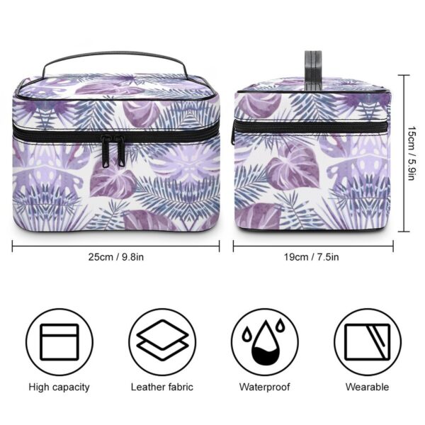 Customized Pattern Makeup Bag Purple Leaf Print Makeup Bag Women Multifunction Cosmetic Bag Toiletries Organizer Storage Bag 2