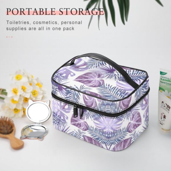 Customized Pattern Makeup Bag Purple Leaf Print Makeup Bag Women Multifunction Cosmetic Bag Toiletries Organizer Storage Bag 5