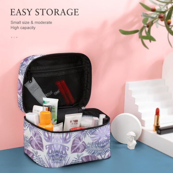 Customized Pattern Makeup Bag Purple Leaf Print Makeup Bag Women Multifunction Cosmetic Bag Toiletries Organizer Storage Bag 6