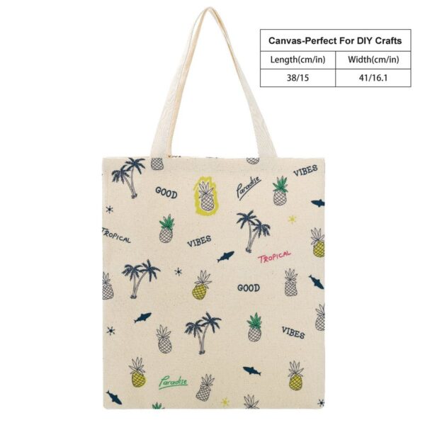 Canvas Bags Fruit Letter Printing Shoulder Bag Large Capacity Handbag Shopping Tote Casual Woman Grocery Custom Pattern 2