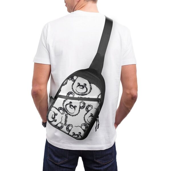 Trendy Bear Print Crossbody Backpacks Folding Chest Bag Men's Multifunctional Chest Bag Lightweight Storage Bag Phone Pocket 4