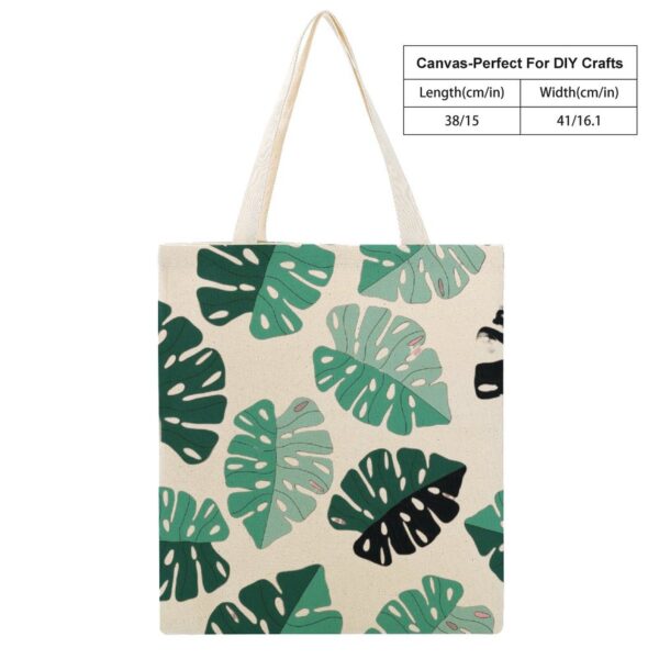 Women Shopping Bag Green Custom Printed Canvas Tote Handbag Reusable Shoulder Bags Casual Large Capacity Traveling Beach Bags 2