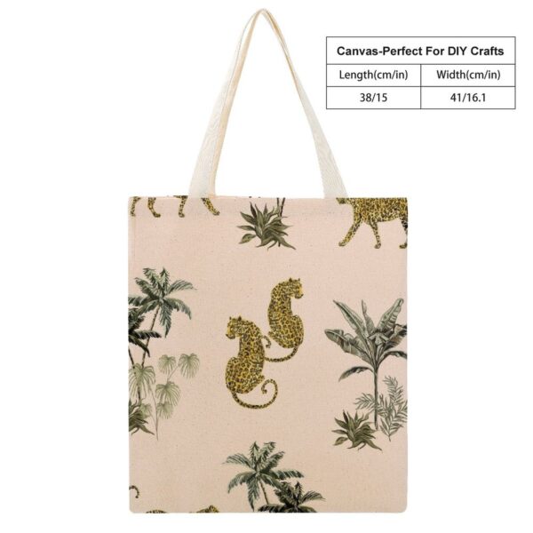 Canvas Handbags for Women 2023 Green Leaf Print Shoulder Bag Female Large Casual Top-handle Bag Fashion Big Size Shopping Bag 2